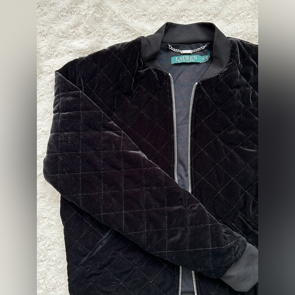 ralph lauren black velvet bomber jacket